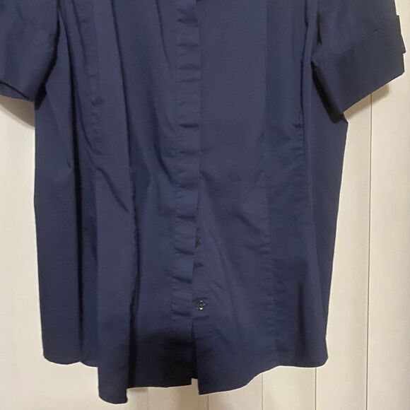 Ann Taylor blue short sleeve blouse - Picture 3 of 4